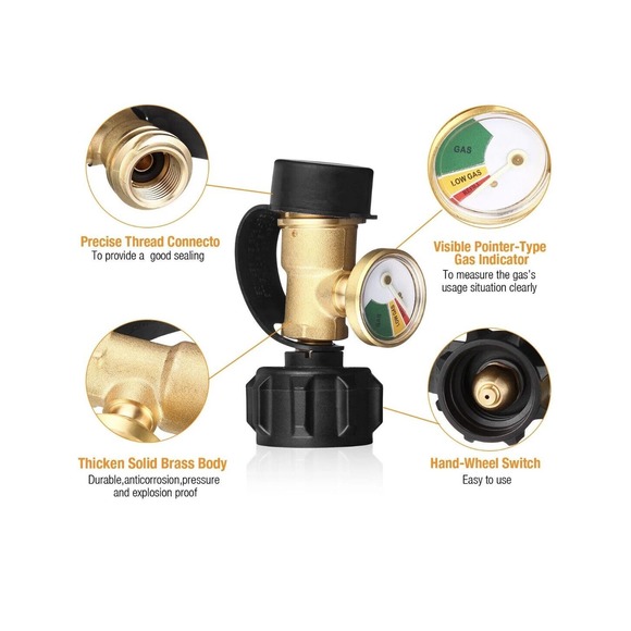Propane Tank Gauge RV Pressure Brass Adapter Gas Level Meter Grill RV Indicator - Picture 8 of 16